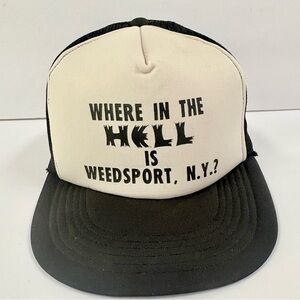 Vintage Snapback Trucker Mesh Hat Where The Hell Is Weedsport NY 80s 90s
